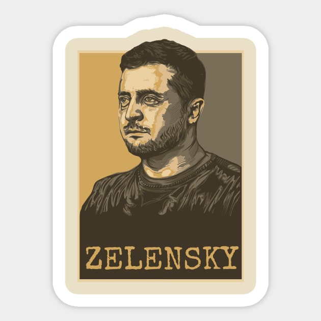 Ukrainian President Volodymyr Zelensky Sticker by ComPix